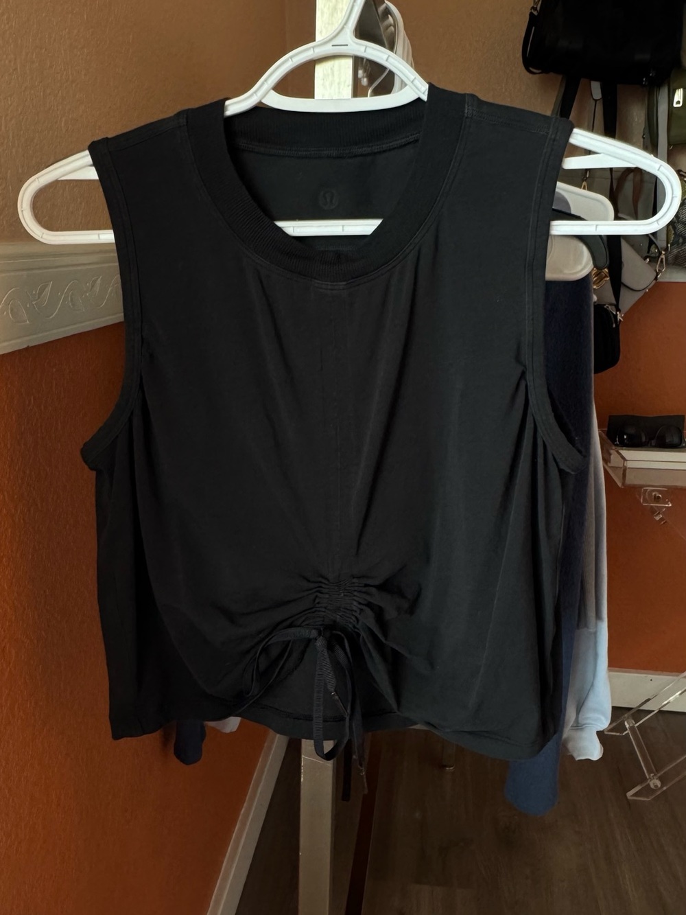 lululemon athletica Black Drawstring Front Sleeveless Tank